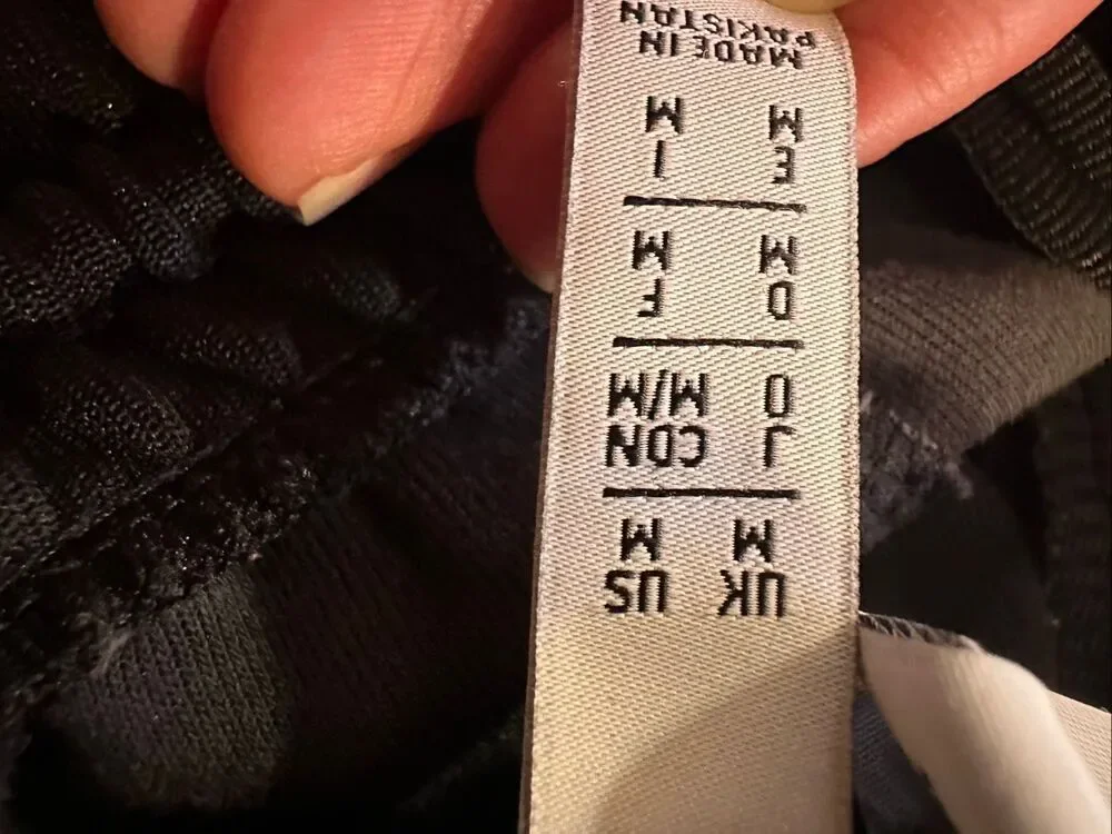 Adidas Men's Black White Striped Embroidered Logo Tapered Track Pants Medium